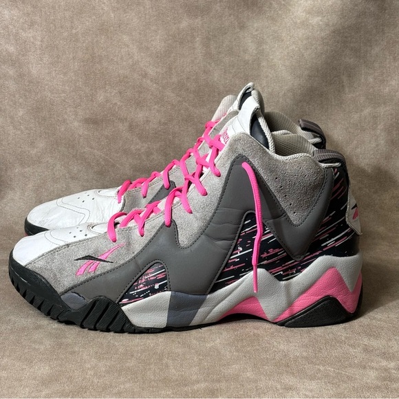 Men's Reebok Kamikaze 2 Mid Breast Cancer Awareness Gray/Pink Size 11 - Picture 3 of 6